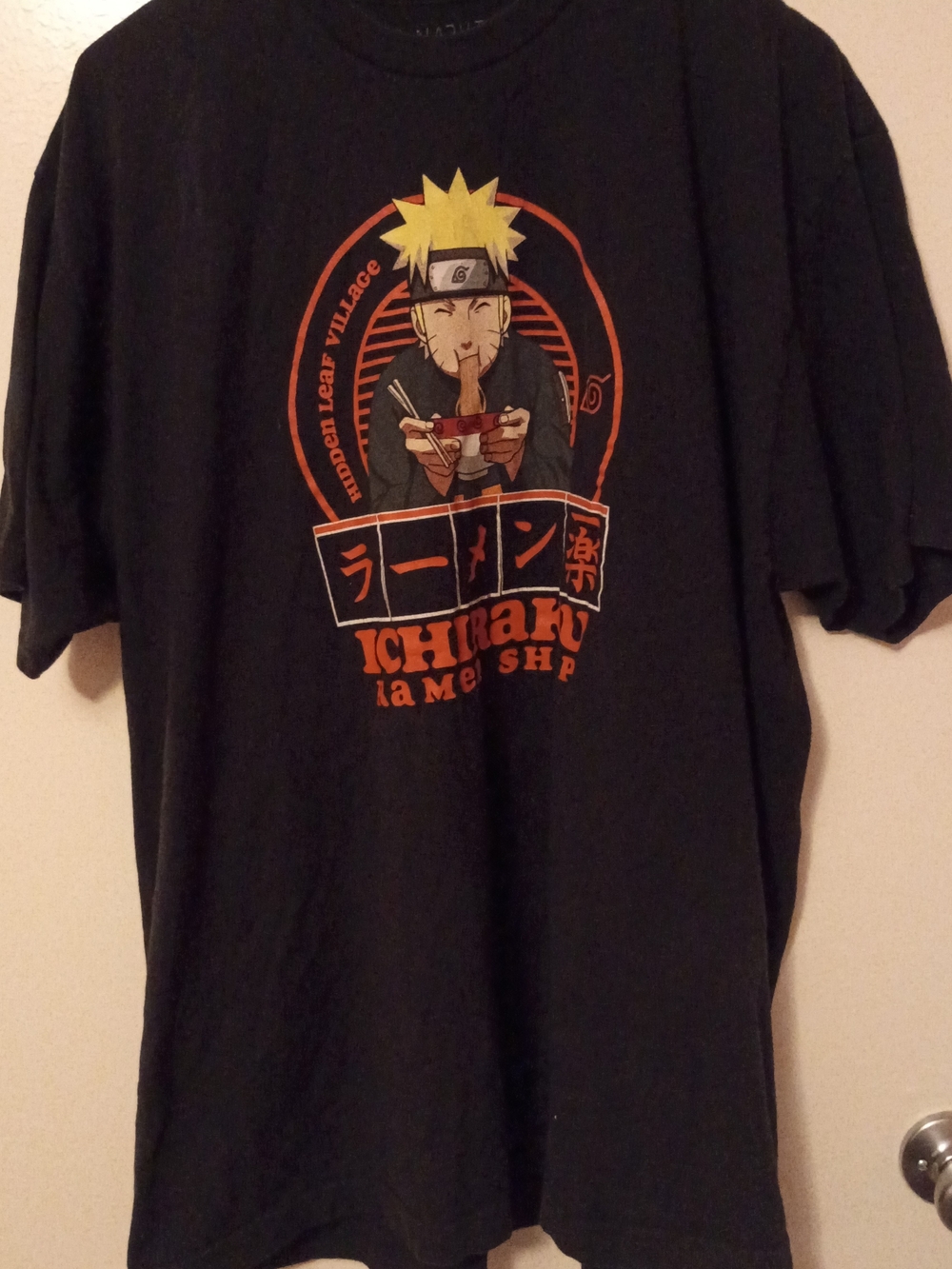 Black Naruto-Inspired Ichiraku Ramen Graphic Tee - Men's Short Sleeve